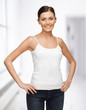 woman in blank white t-shirt