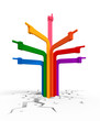 Vital Signpost. Colored directional signs in the form of a hands