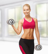 woman with heavy steel dumbbells