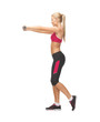 young sporty woman with light dumbbells