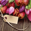 Photo: Beautiful fresh flower bouquet with an empty card Beautiful fresh flower bouquet with an empty card
