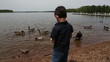 feeding the ducks and geese