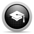 graduation black circle web glossy icon