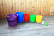 Set  from seven colourful buckets for cleaning