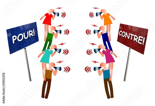 Illustration: Affrontement entre "Pour" et "Contre" Affrontement entre "Pour" et "Contre"