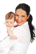 Mother holding newborn baby boy