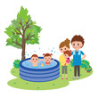 水遊びをする子ども