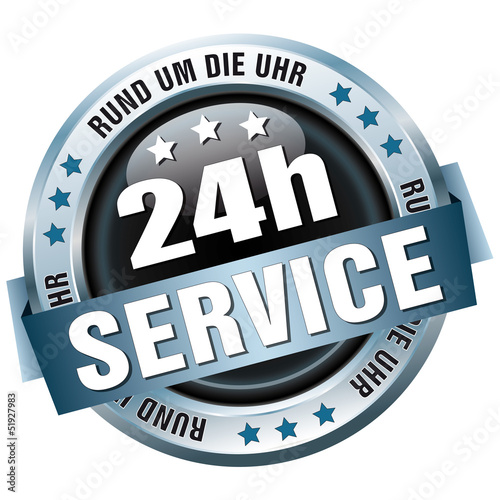 Vector: Button - 24h Service - Rund um die Uhr Button - 24h Service - Rund um die Uhr