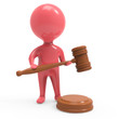 Illustrazione: Little red man holds a gavel Little red man holds a gavel