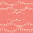 Cute greeting card with childish bunting flags outlines