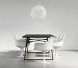 Minimal contemporary luxury design dining room, classic chairs