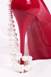 Photo: Red sexy shoes with pearls beads Red sexy shoes with pearls beads