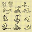 summer cartoons hand drawing
