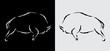 Vector image of two bison were collisions
