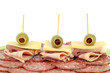 olive cheese ham and salami on white