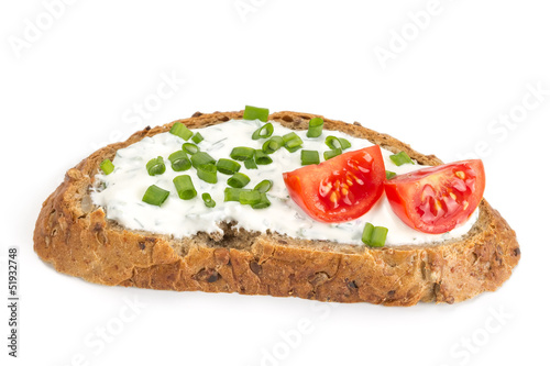 Photo: Sandwich with cream cheese and tomatoes Sandwich with cream cheese and tomatoes