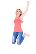 Young happy caucasian teenage girl jumping - Caucasian people