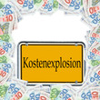 Foto: Geldscheine mit Schild - Kostenexplosion Geldscheine mit Schild - Kostenexplosion