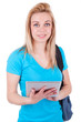 Young caucasian student  girl using a tactile tablet - Caucasian