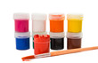 gouache of paint and brush