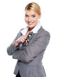 Foto: Cute young business woman with glasses Cute young business woman with glasses