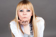 fashionable woman shows air kiss