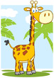 Vetor: Happy Giraffe Cartoon Mascot Character With Background Happy Giraffe Cartoon Mascot Character With Background