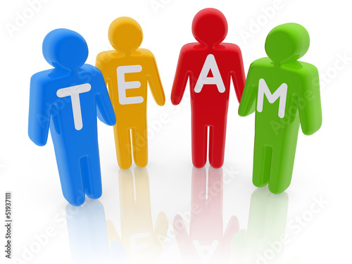 Illustration: Teamwork Concept with Colorful Figures Teamwork Concept with Colorful Figures