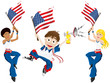 USA Sport Fan with Flag and Horn