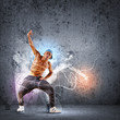 Foto: young man dancing hip hop with color lines young man dancing hip hop with color lines