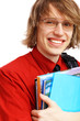 Happy student with books
