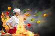 Asian female cook in anger
