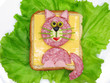 creative vegetable sandwich with cheese and ham
