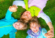 canvas print picture - kids lying on the ground