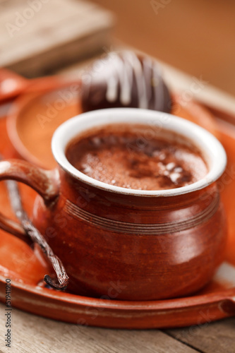 Photo: hot chocolate with chocolate ball hot chocolate with chocolate ball