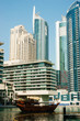 Old wooden boat in the Gulf in Dubai Marina