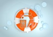 3d graphic of a isolated recycling icon rescued by a lifesafer