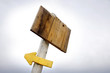 Wooden placard a arrow