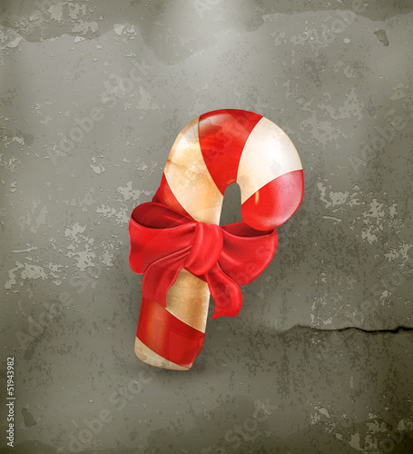 Vector: Christmas candy with bow, old style Christmas candy with bow, old style