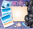 Background with shells, photos and place for text