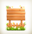 Wooden sign in grass