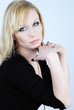 beautiful young blond woman with professional makeup
