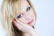 beautiful young blond woman with professional makeup