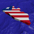Liberia map flag in abstract ocean illustration