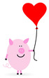 Schwein mit Herzluftballon