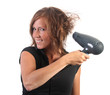 women drying hair