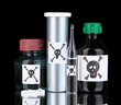 Deadly poison in bottles on black background
