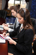 Call center operators at work.