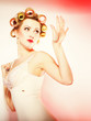 Photo: sexy girl in underwear curlers preparing to party sexy girl in underwear curlers preparing to party