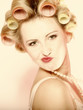 Photo: sexy woman in underwear curlers with beads sexy woman in underwear curlers with beads